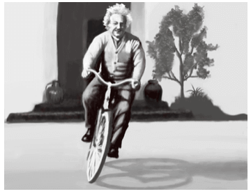 Albert Eistein on a bike