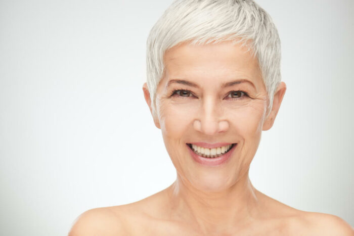 beautiful mature woman with gray hair